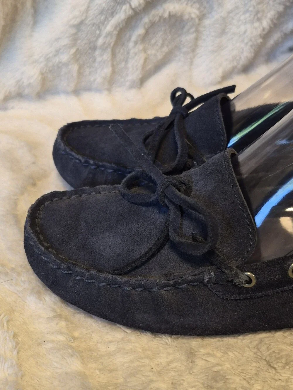 J. Crew Suede Driving Moccasins Loafers Navy Blue Slip On Flats Women's Size 8